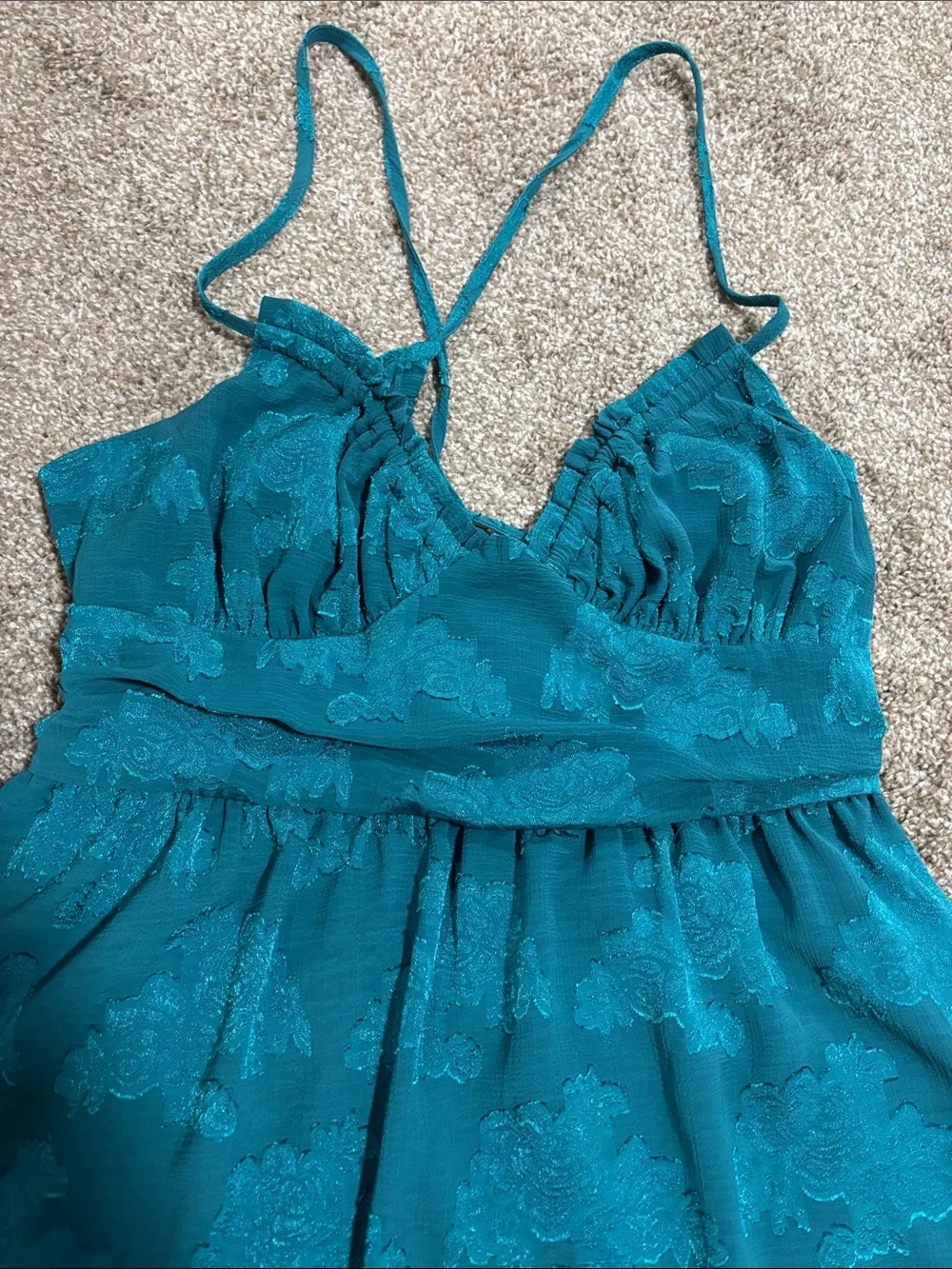 wild fable Teal Lace-Textured Lace-Back Dress